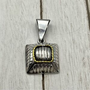 Elegant sterling Silver and Gold Square Pendant Necklace